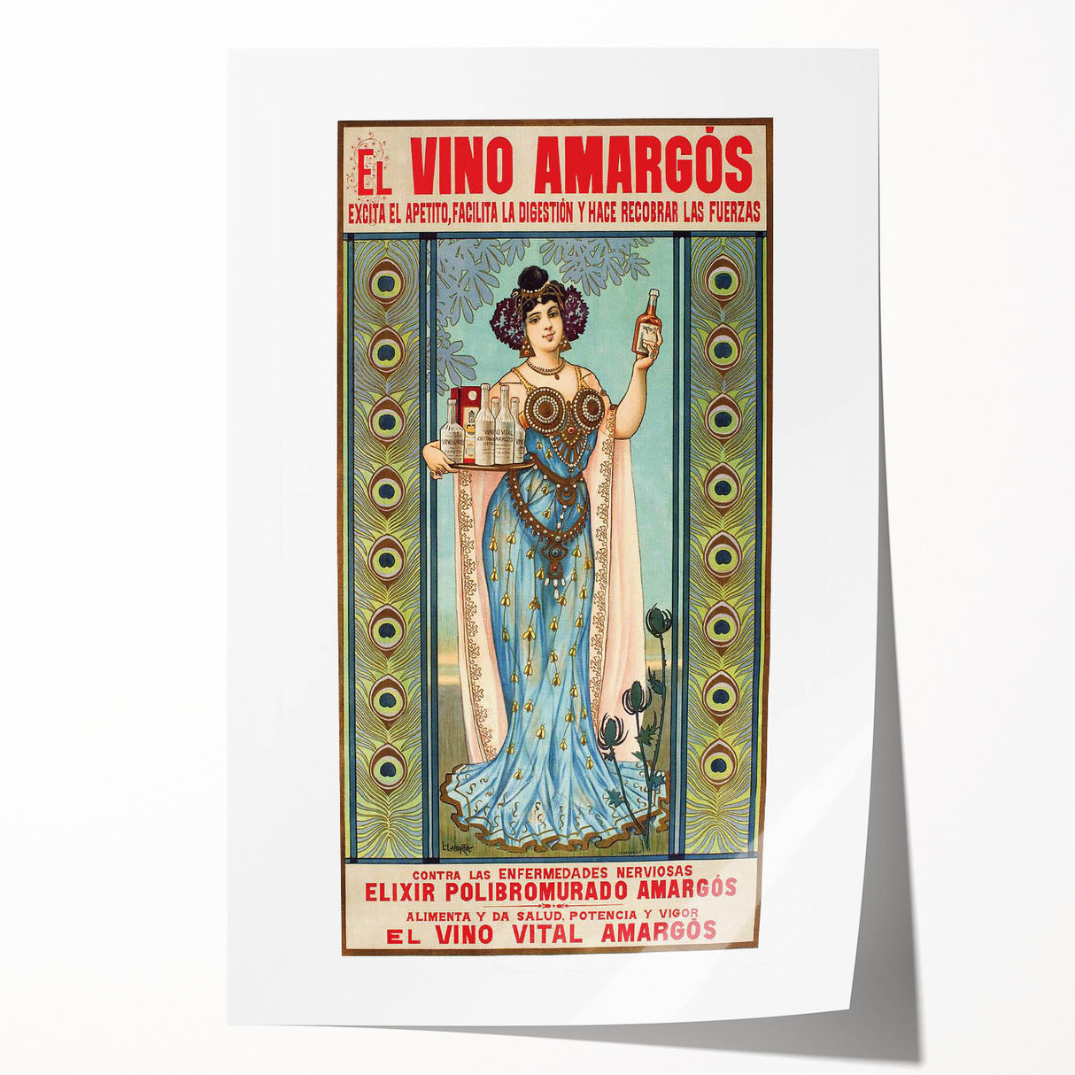 Vintage Advertising Poster - El Vino Amargós Retro Wall Art
