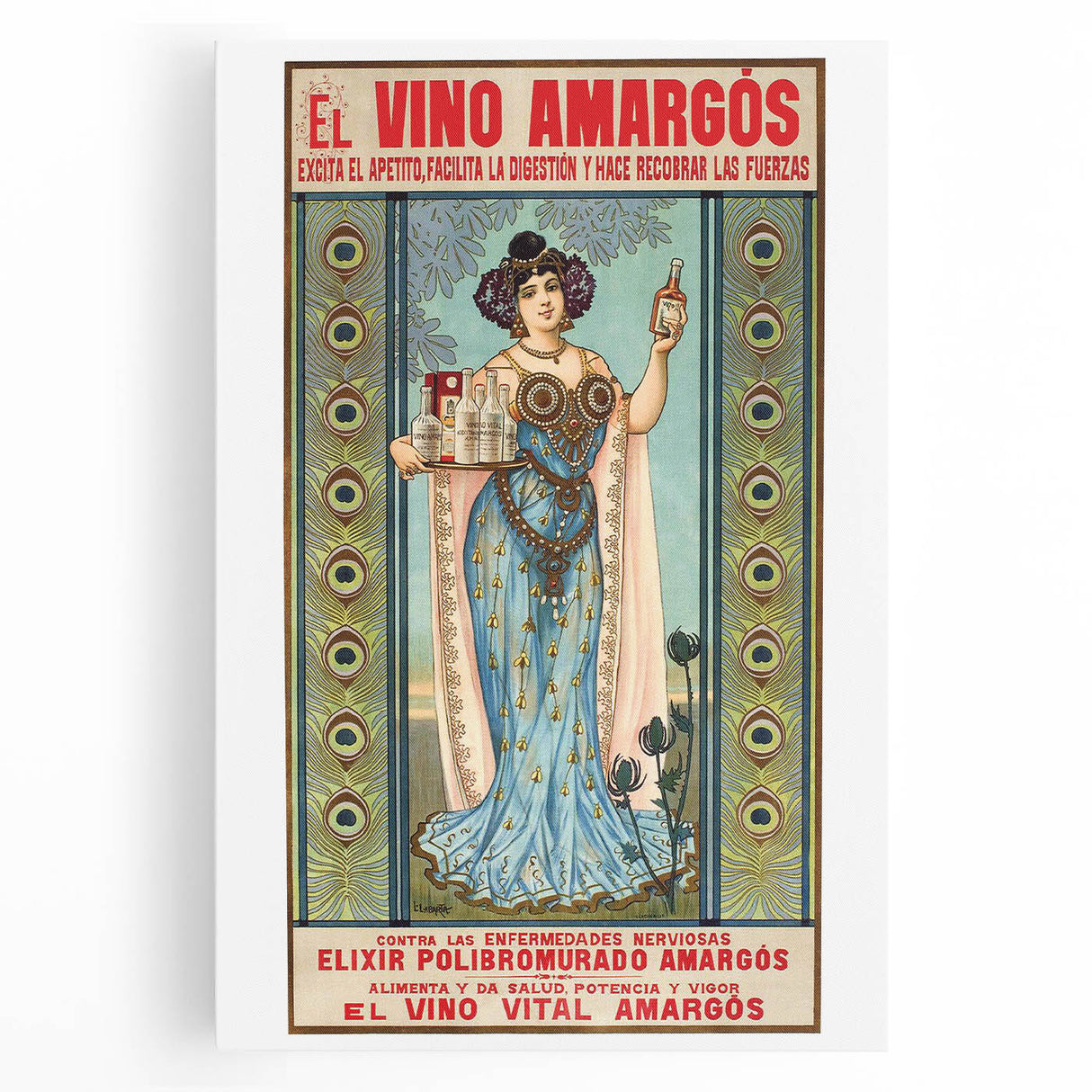Vintage Advertising Poster - El Vino Amargós Retro Wall Art