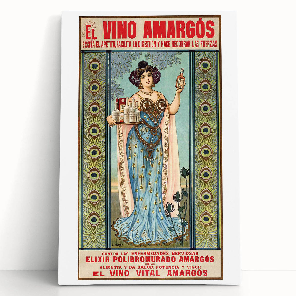 Vintage Advertising Poster - El Vino Amargós Retro Wall Art