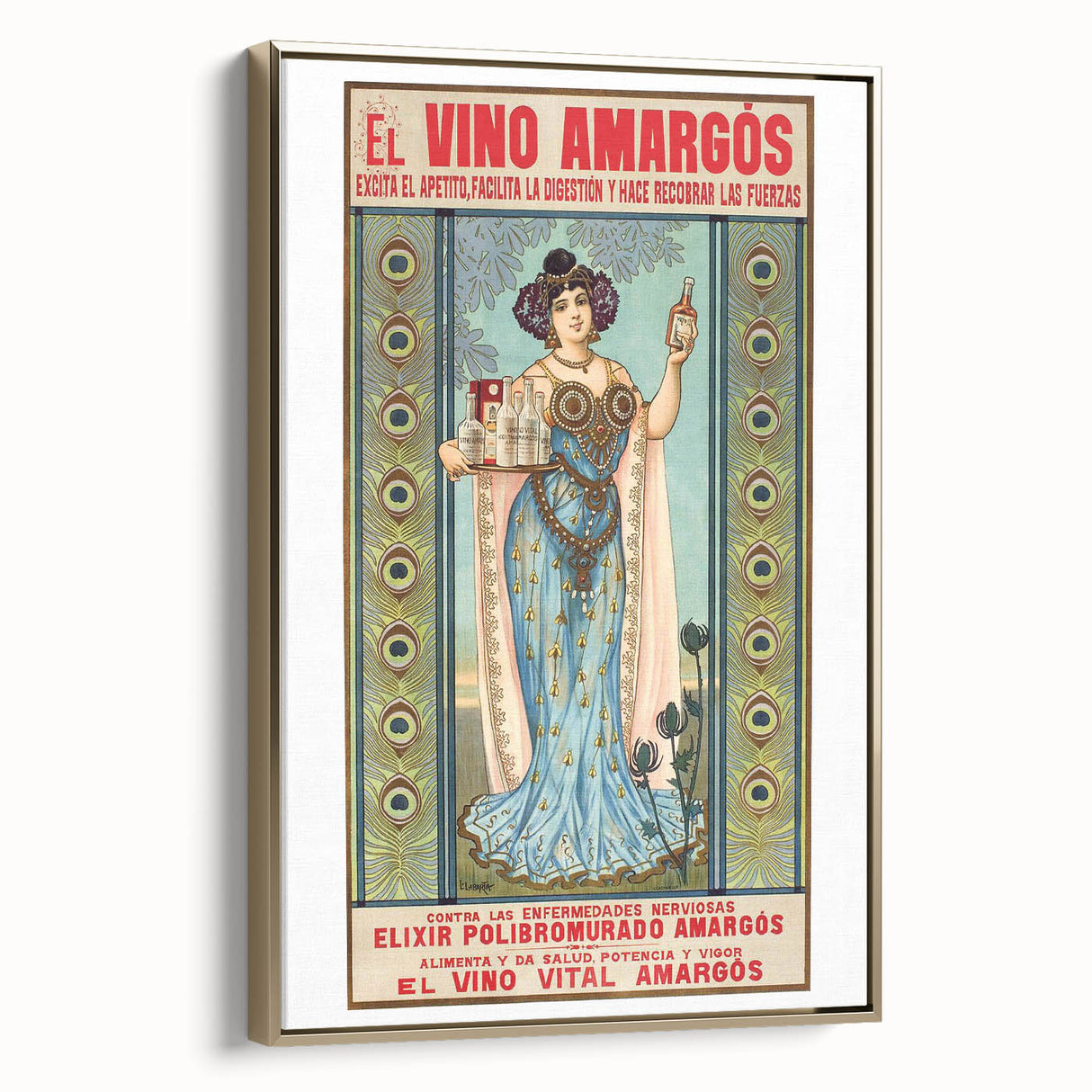 Vintage Advertising Poster - El Vino Amargós Retro Wall Art