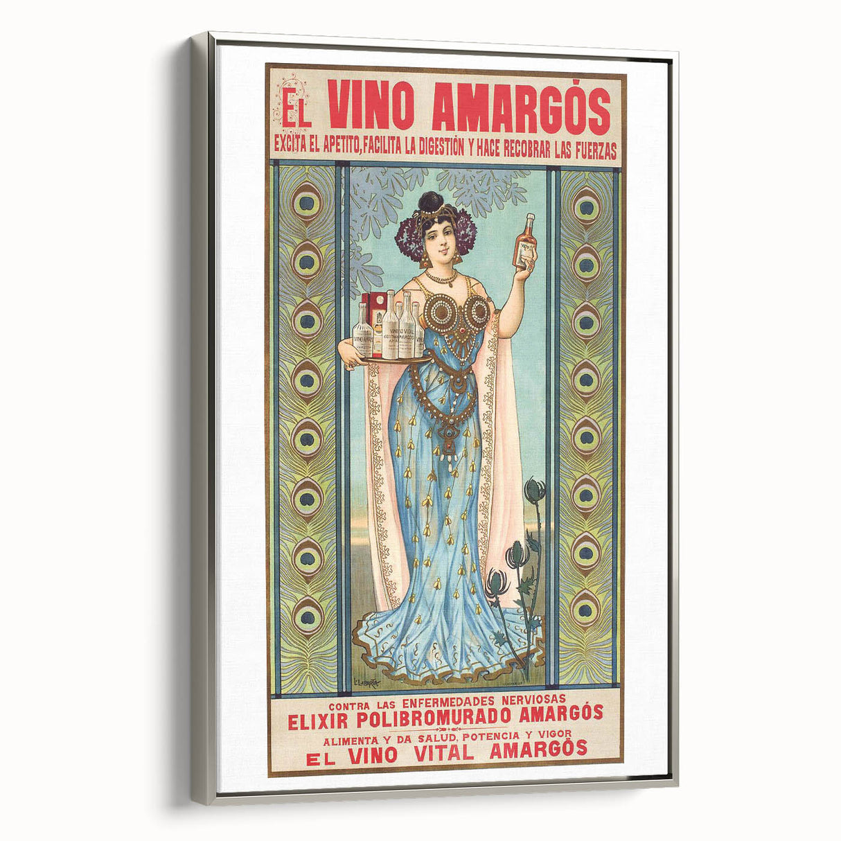 Vintage Advertising Poster - El Vino Amargós Retro Wall Art