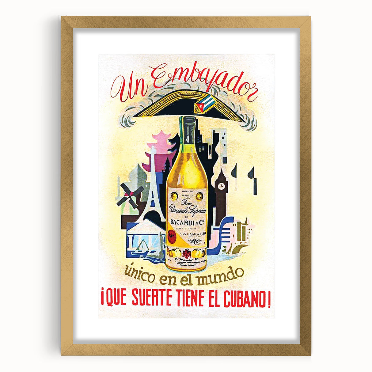 Vintage Bacardi Rum Poster - Retro Cuban Advertising Art