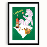 Vintage Cinzano Advertising Poster - Retro Zebra Wall Art