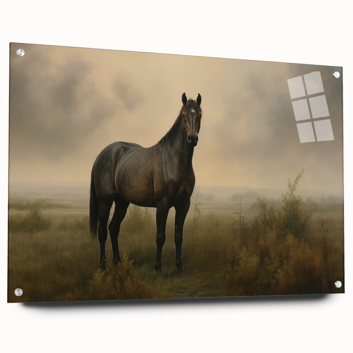 Vintage Animal Art: Majestic Black Horse – Retro Wildlife Print