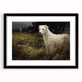 Vintage Animal Art: White Dog in Nature – Retro Wildlife Illustration