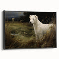 Vintage Animal Art: White Dog in Nature – Retro Wildlife Illustration