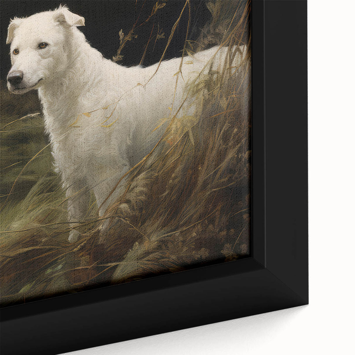Vintage Animal Art: White Dog in Nature – Retro Wildlife Illustration