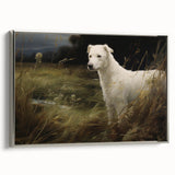 Vintage Animal Art: White Dog in Nature – Retro Wildlife Illustration
