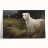 Vintage Animal Art: White Dog in Nature – Retro Wildlife Illustration