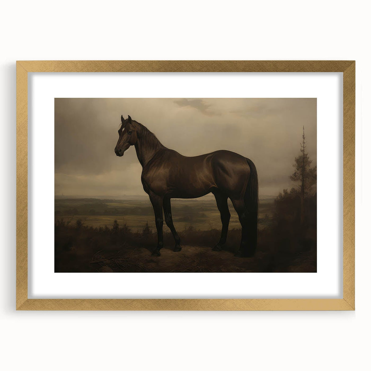Vintage Animal Art: Majestic Black Horse – Retro Wildlife Print