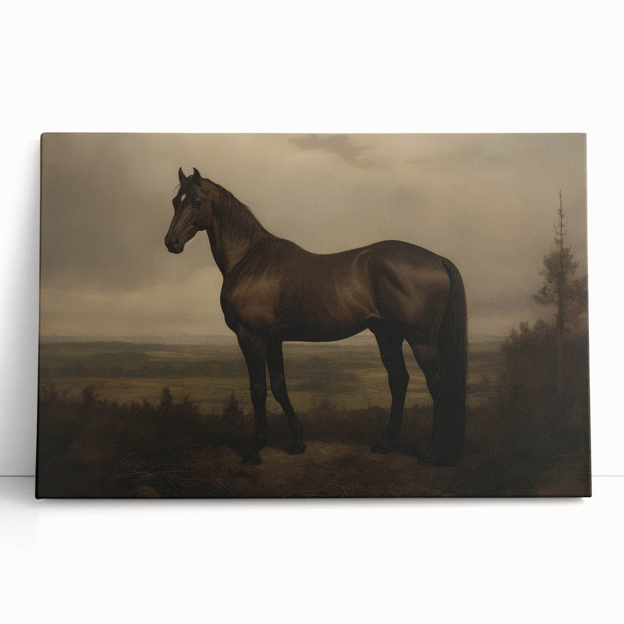 Vintage Animal Art: Majestic Black Horse – Retro Wildlife Print