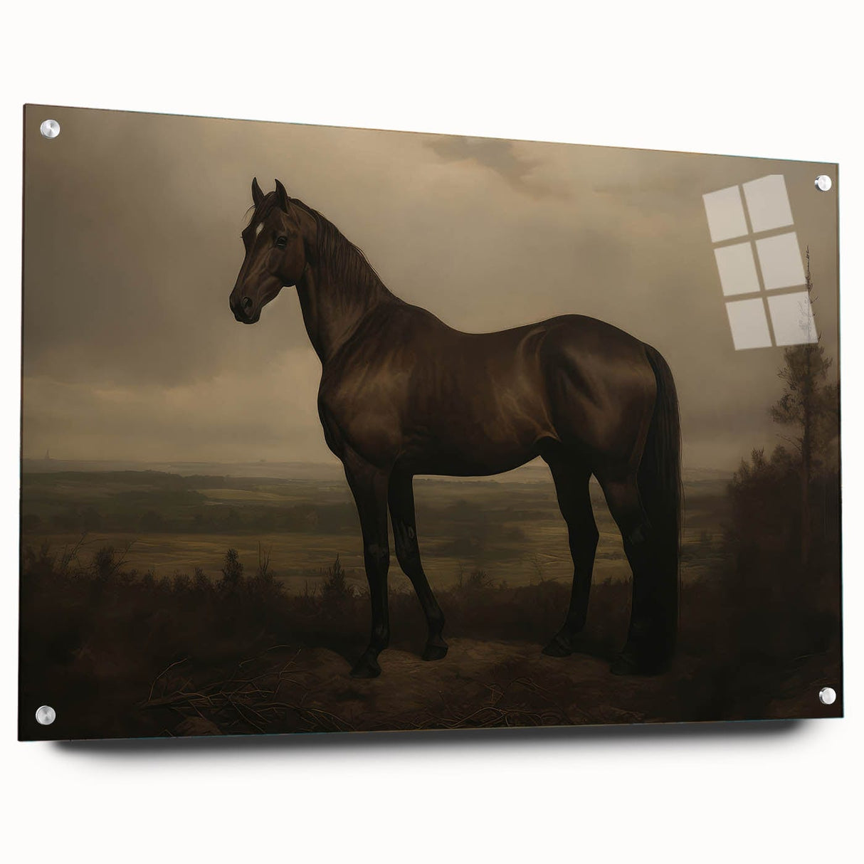 Vintage Animal Art: Majestic Black Horse – Retro Wildlife Print
