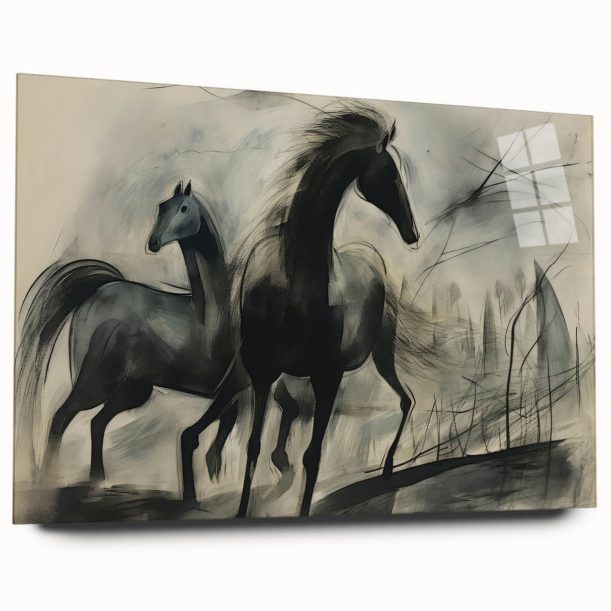 Vintage Animal Art: Abstract Horses – Retro Wildlife Illustration