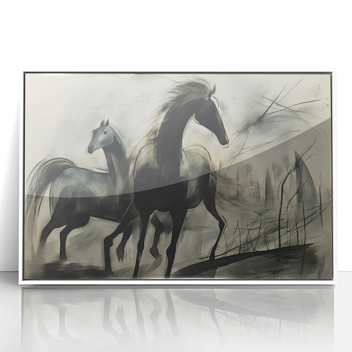 Vintage Animal Art: Abstract Horses – Retro Wildlife Illustration