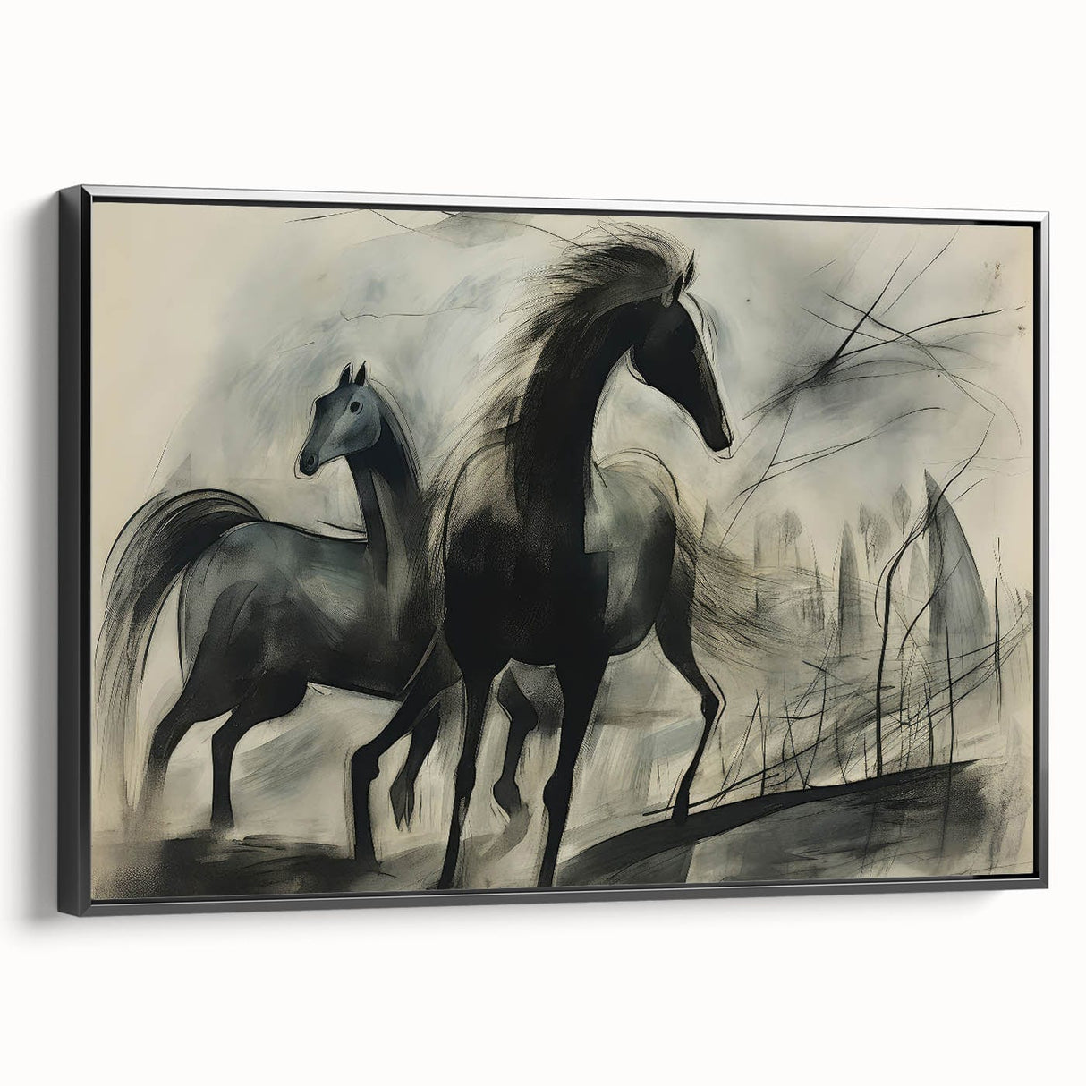 Vintage Animal Art: Abstract Horses – Retro Wildlife Illustration
