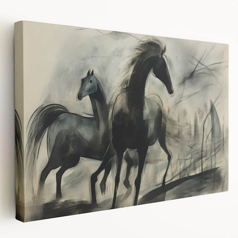 Vintage Animal Art: Abstract Horses – Retro Wildlife Illustration