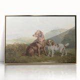 Vintage Animal Art: Two Dogs in Nature – Retro Wildlife Illustration
