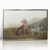Vintage Animal Art: Two Dogs in Nature – Retro Wildlife Illustration