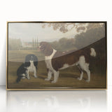 Vintage Animal Art: Two Dogs in Landscape – Retro Wildlife Illustration