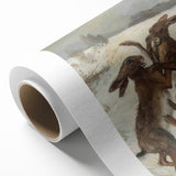 Vintage Animal Art - Snowy Hares Antique Wildlife Print