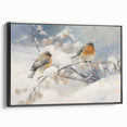 Vintage Animal Art - Winter Birds on Snowy Branches