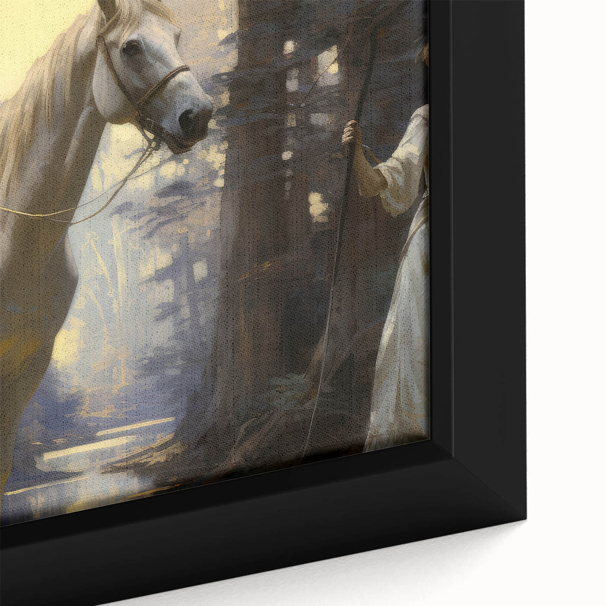 Vintage Animal Art - Majestic White Horse in Forest Setting