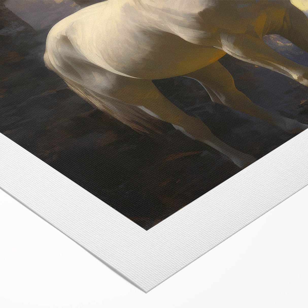 Vintage Animal Art - Majestic White Horse in Forest Setting