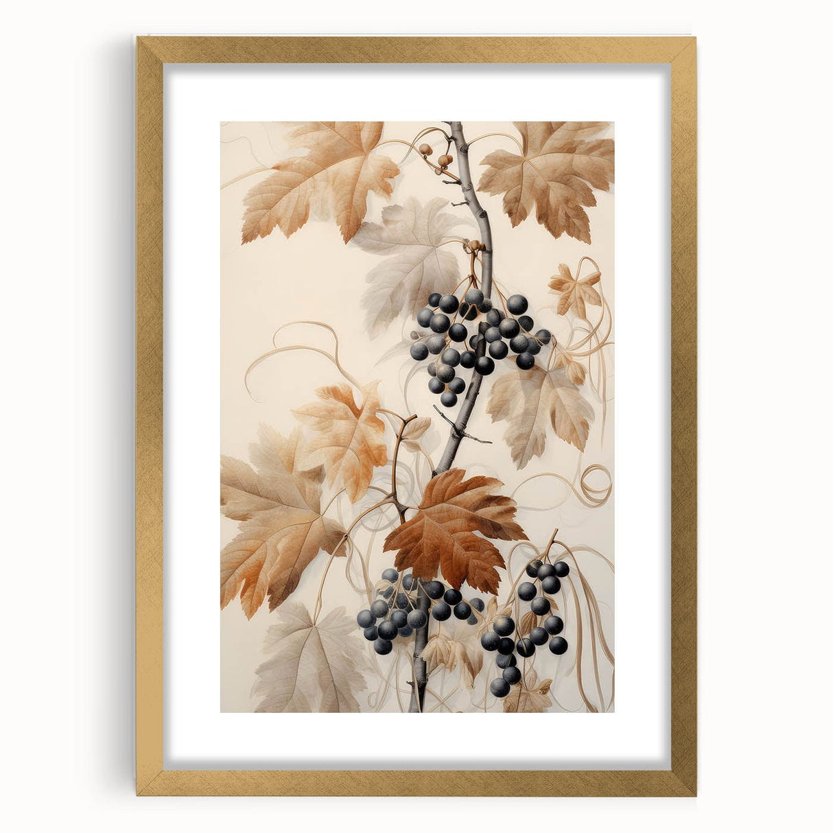 Vintage Botanical Art Prints – Antique Grapevine Floral Illustration