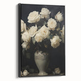 Vintage Botanical Art Prints – White Roses in Vase Illustration