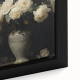 Vintage Botanical Art Prints – White Roses in Vase Illustration