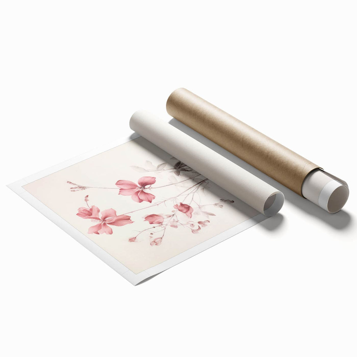 Vintage Botanical Art Prints – Soft Pink Floral Illustration