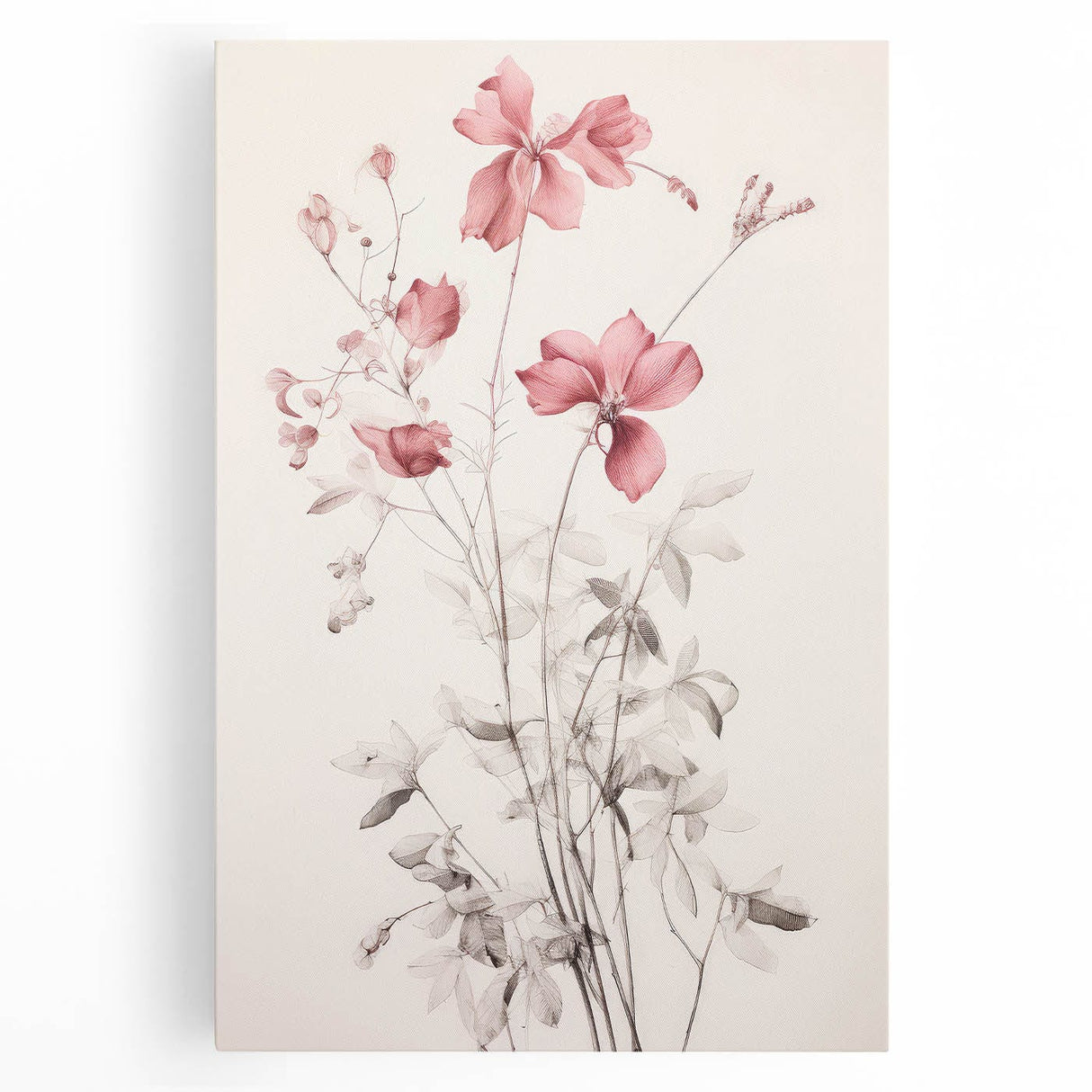 Vintage Botanical Art Prints – Soft Pink Floral Illustration