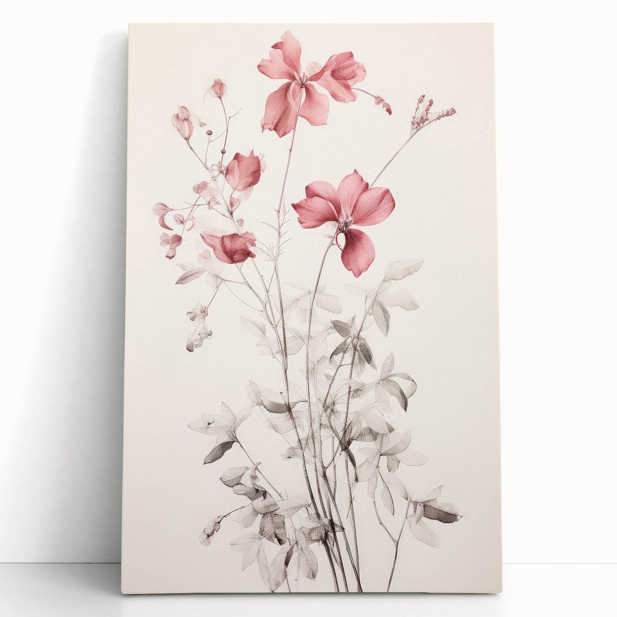 Vintage Botanical Art Prints – Soft Pink Floral Illustration