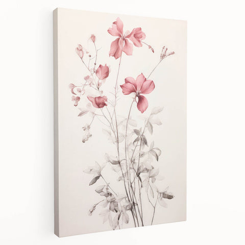 Vintage Botanical Art Prints – Soft Pink Floral Illustration