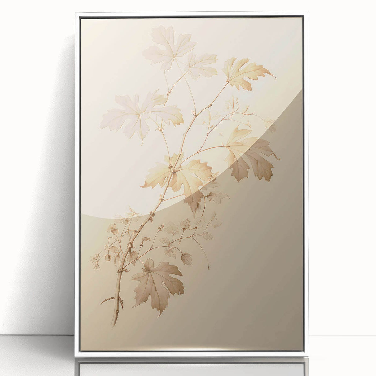 Vintage Botanical Art Prints – Soft Beige Leaf Illustration