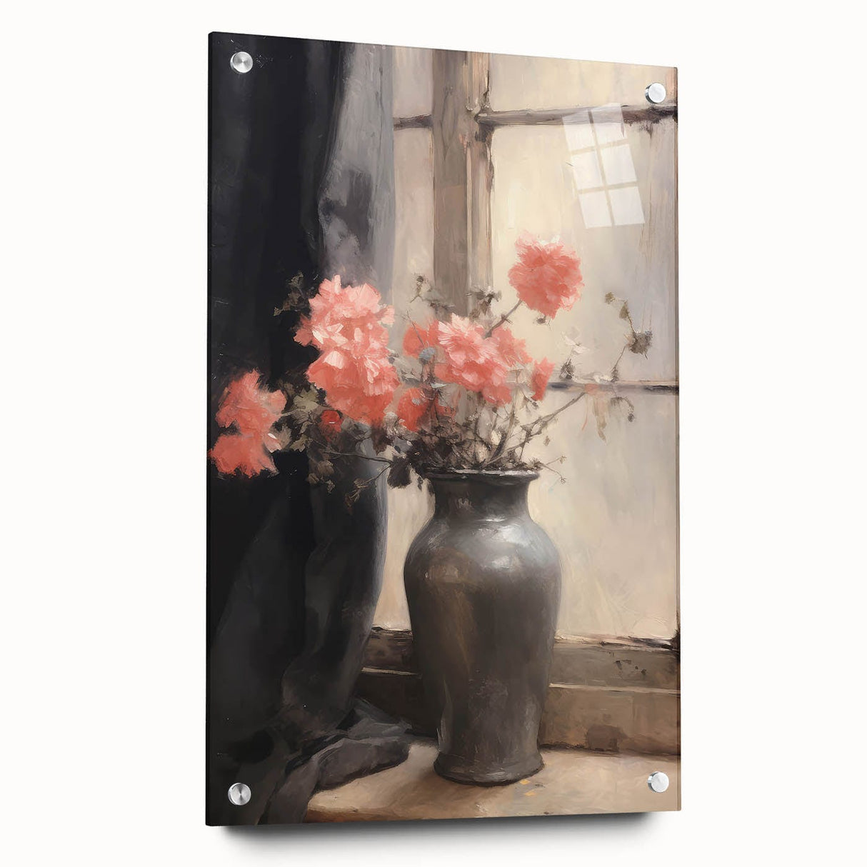 Vintage Botanical Art Prints – Soft Peach Floral Vase Illustration