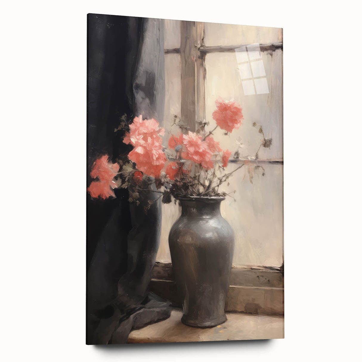 Vintage Botanical Art Prints – Soft Peach Floral Vase Illustration