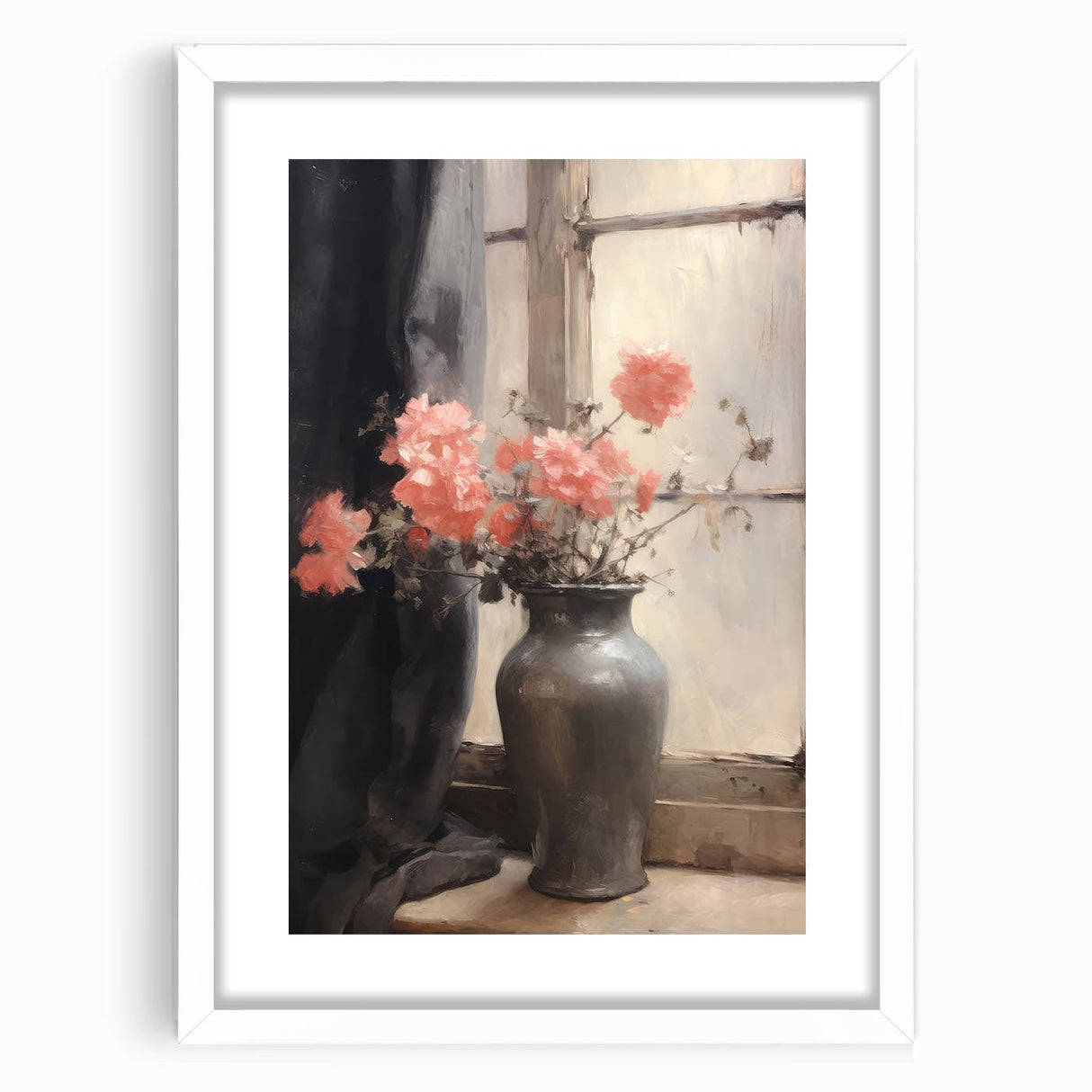 Vintage Botanical Art Prints – Soft Peach Floral Vase Illustration
