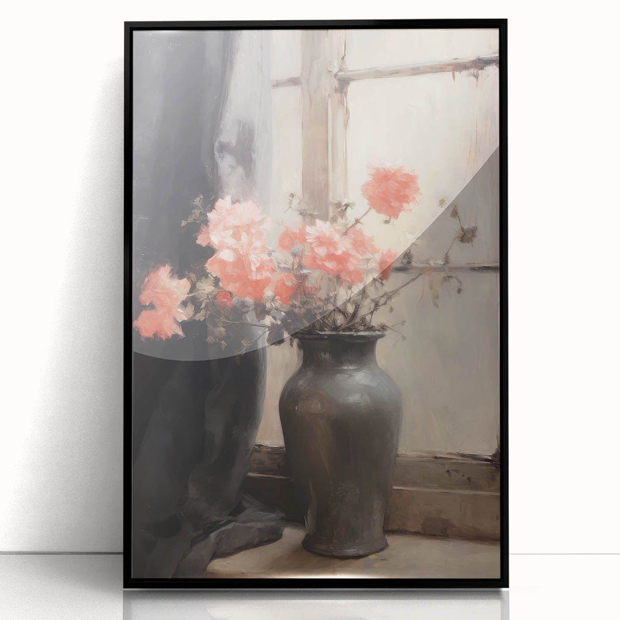 Vintage Botanical Art Prints – Soft Peach Floral Vase Illustration