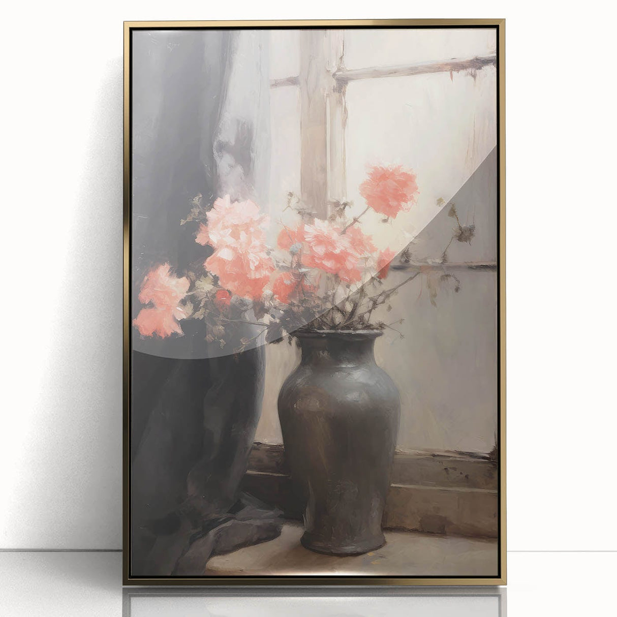 Vintage Botanical Art Prints – Soft Peach Floral Vase Illustration