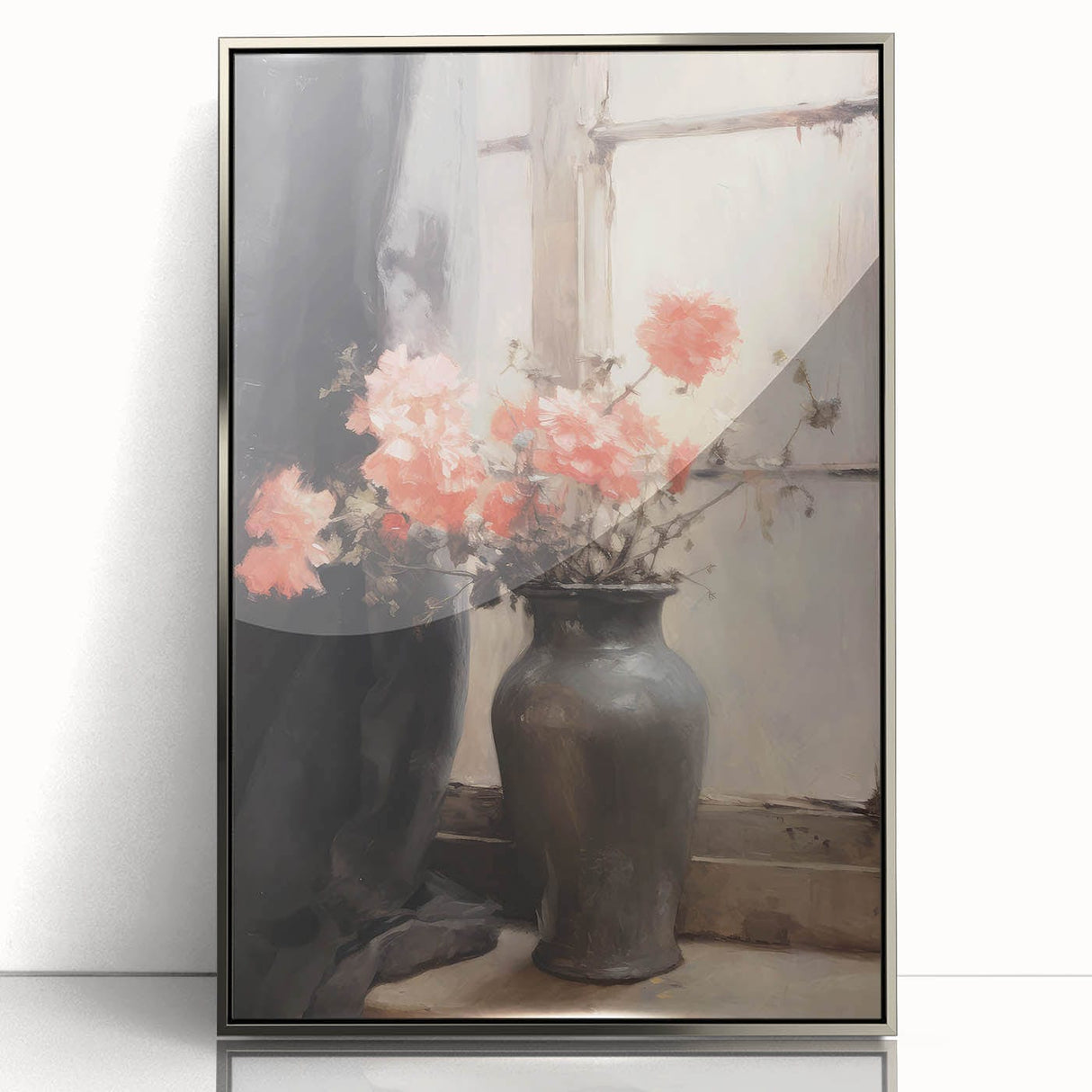Vintage Botanical Art Prints – Soft Peach Floral Vase Illustration