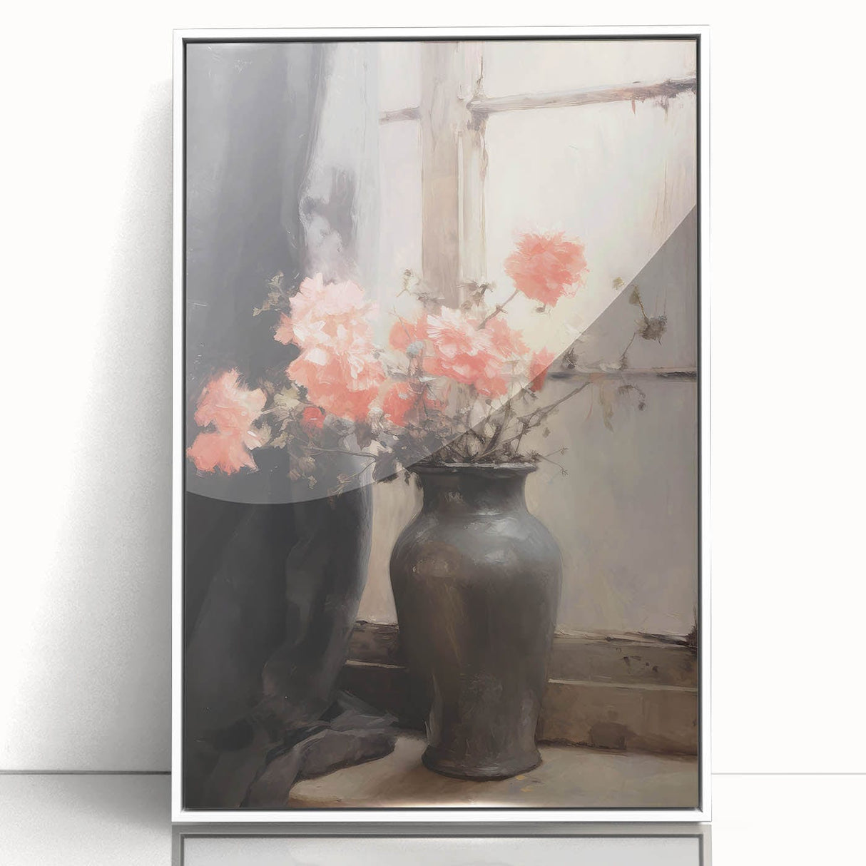 Vintage Botanical Art Prints – Soft Peach Floral Vase Illustration