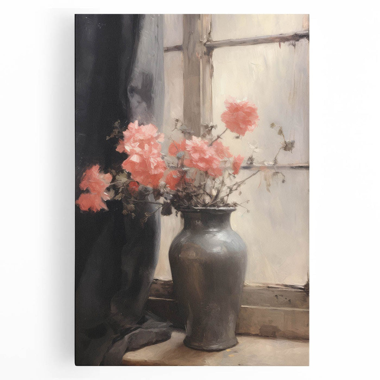 Vintage Botanical Art Prints – Soft Peach Floral Vase Illustration