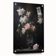 Vintage Botanical Art Prints – Soft Pink Roses in Vase Illustration
