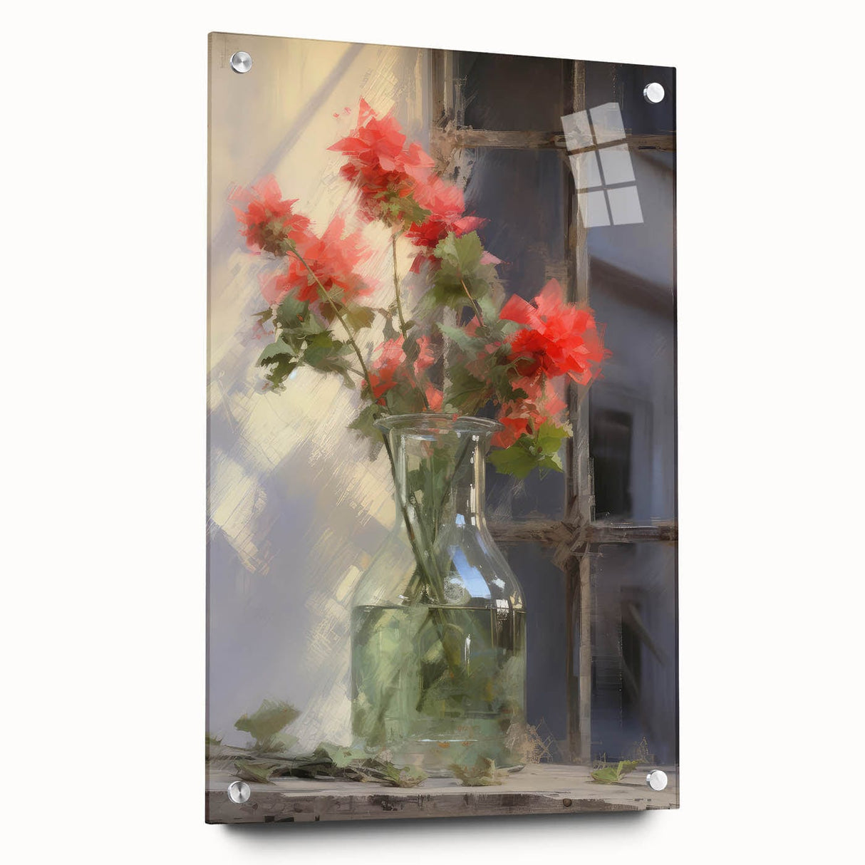 Vintage Botanical Art Prints – Red Flowers in Vase Illustration