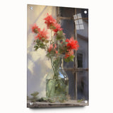Vintage Botanical Art Prints – Red Flowers in Vase Illustration
