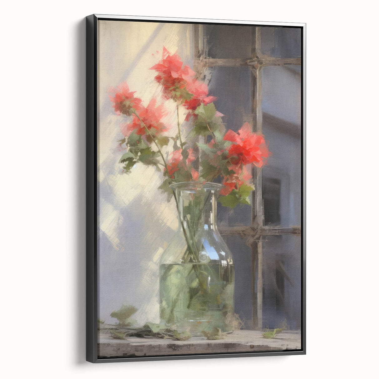 Vintage Botanical Art Prints – Red Flowers in Vase Illustration
