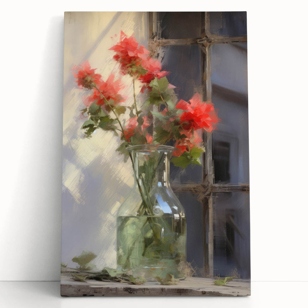 Vintage Botanical Art Prints – Red Flowers in Vase Illustration