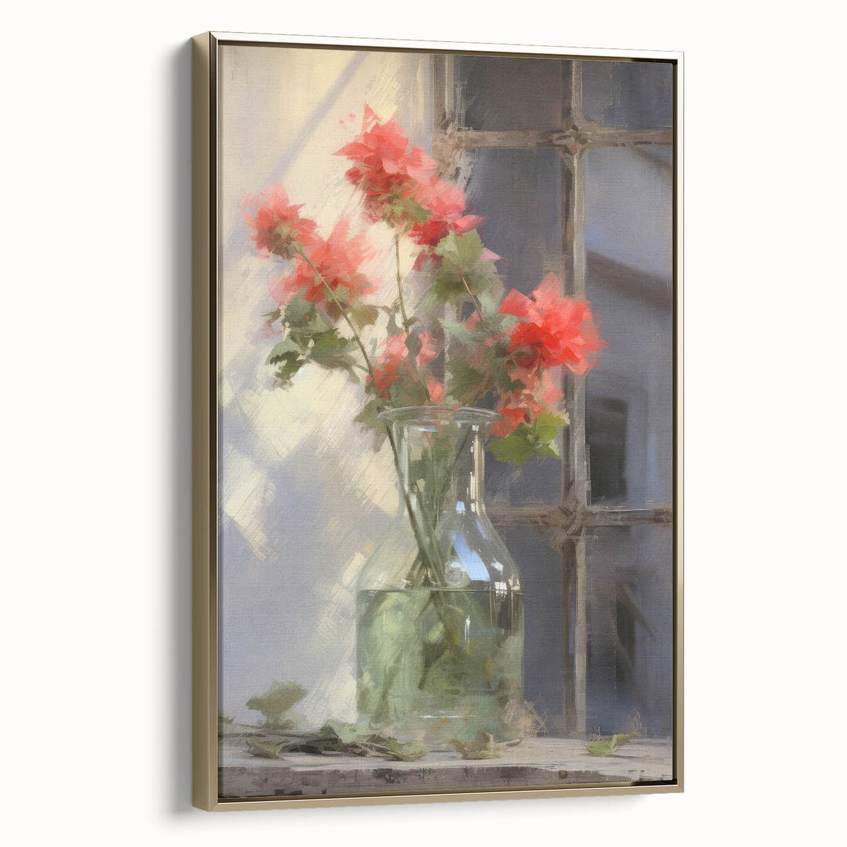 Vintage Botanical Art Prints – Red Flowers in Vase Illustration