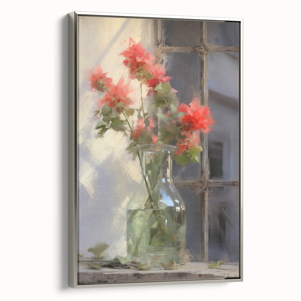 Vintage Botanical Art Prints – Red Flowers in Vase Illustration